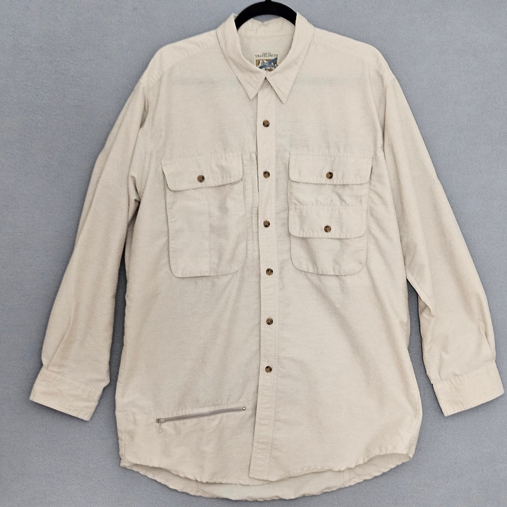 Travelsmith By Sportif Vintage Long Sleeve Fishing Safari Shirt Size L